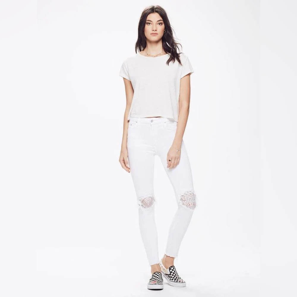 Mother | High Waisted Ankle Lace Fray Jeans Size 28